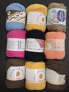 SUGAR N CREAM/ PEACHES N CRM COTTON YARN 9 SKEINS